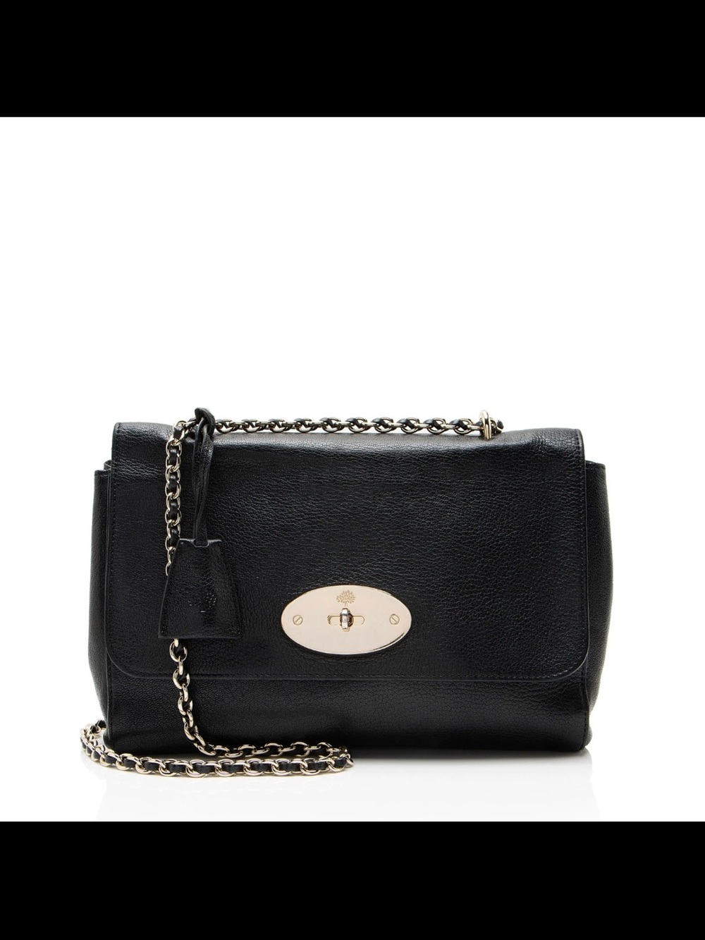 Mulberry Black Leather Chain Shoulder Bag with Gold Hardware